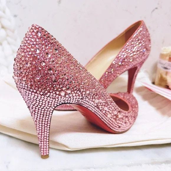 Authentic Christian Louboutin Fifi 100mm Pink Crystal Pumps / Heels - Picture 10 of 13